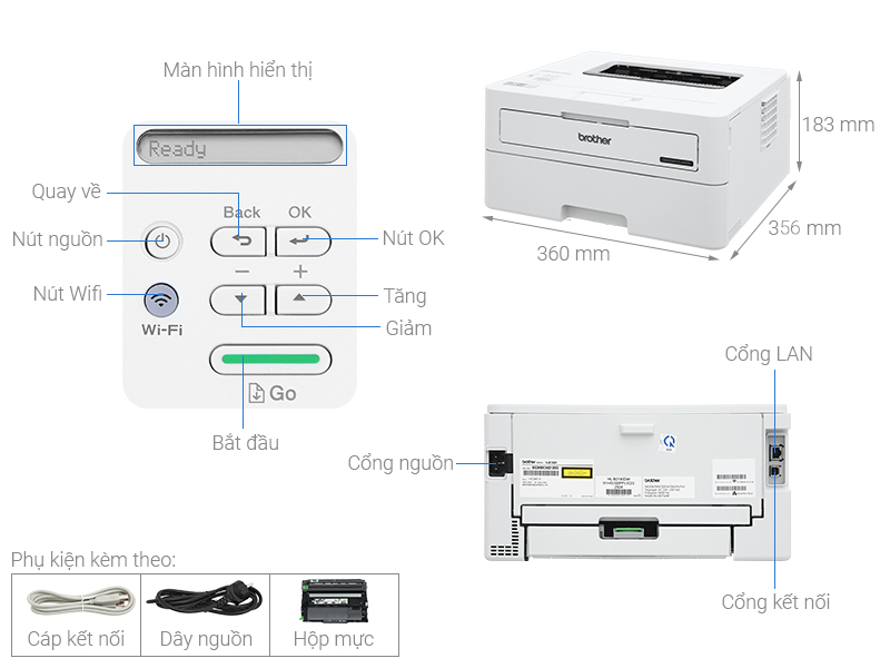 Máy in laser đen trắng Brother HL B2180DW