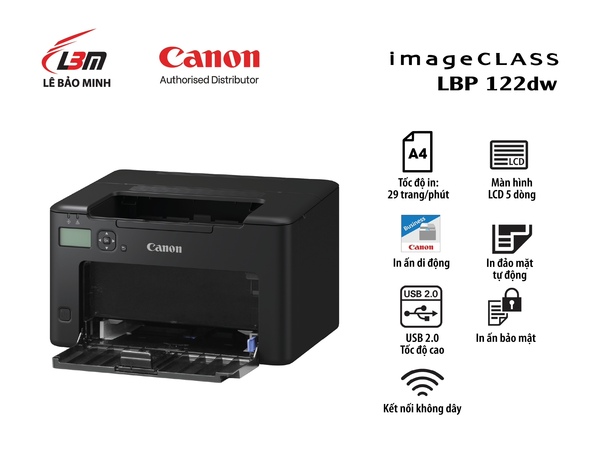 Máy in laser đen trắng Canon LBP 122DW