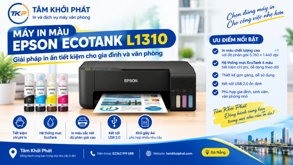 Máy in Epson EcoTank L1310 chính hãng | Tâm Khởi Phát